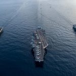 „Aglomerația” de portavioane fotografiată din aer în Marea Ionică: