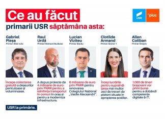 USR PLUS : Ce au facut primarii USR săptămâna asta