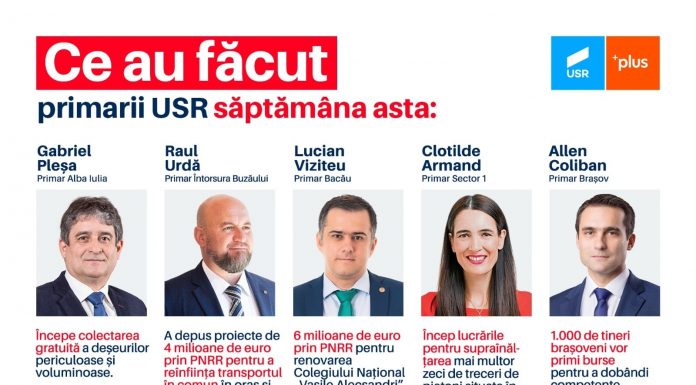 USR PLUS : Ce au facut primarii USR săptămâna asta